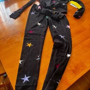 Star Patterned Black Pajama Pants